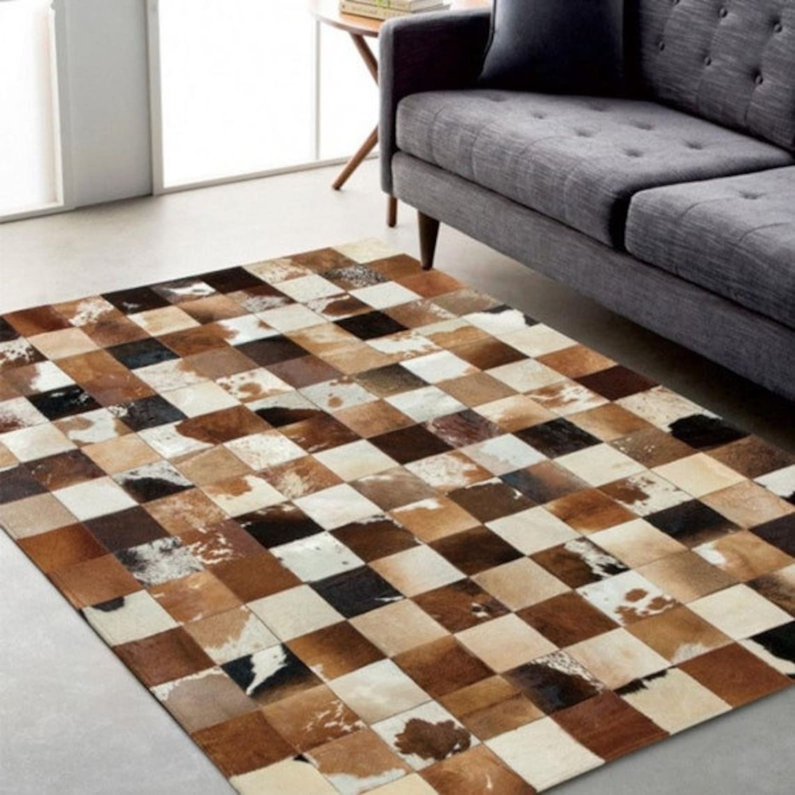 Handmade 100 Real COWHIDE Area RUG Patchwork Cowhide Leather Rug Genuine Cow Skin Carpet ULW005