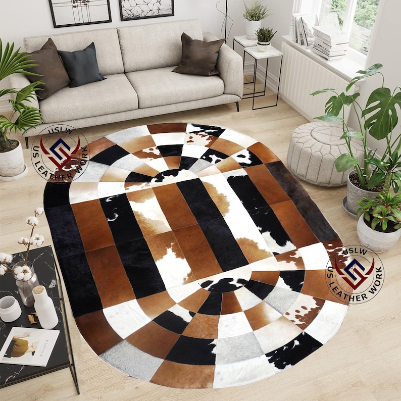 Handmade 100 Real COWHIDE Area RUG Patchwork Cowhide Leather Rug Genuine Cow Skin Carpet ULW48