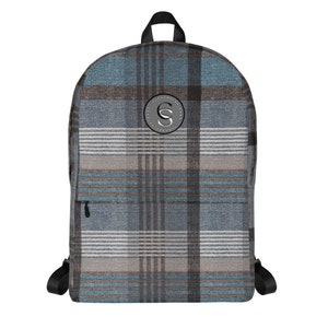 Backpack - Blue,Tan and Brown Plaid