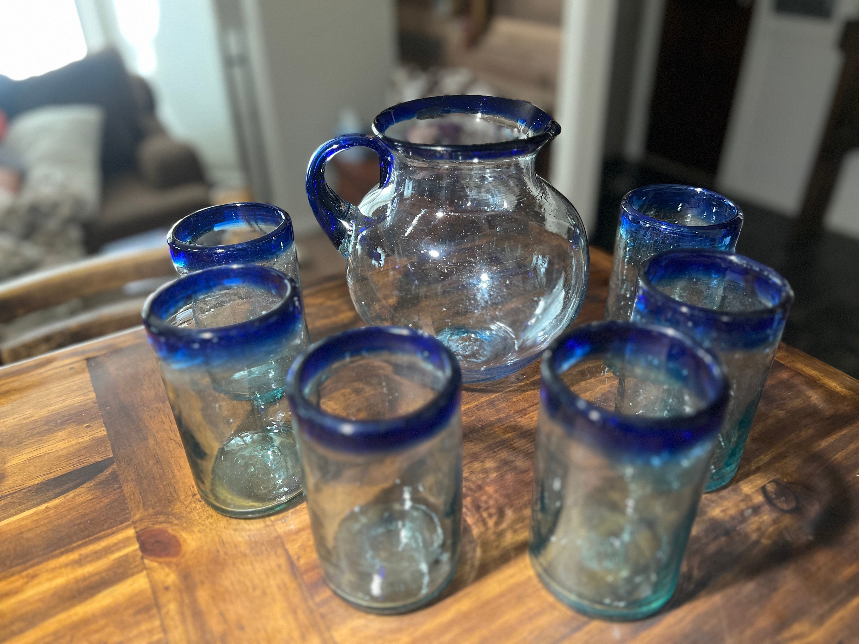 Mexican Glass hand blown glass jar-pitcher/creamer/coffee/agua