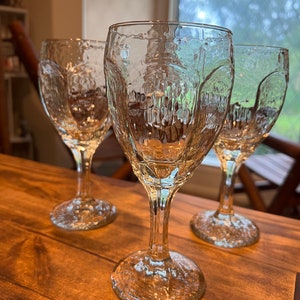 Wine Glasses, Libbey Glass Co, Chivalry, Textured Barware, Stemware, Set of  3