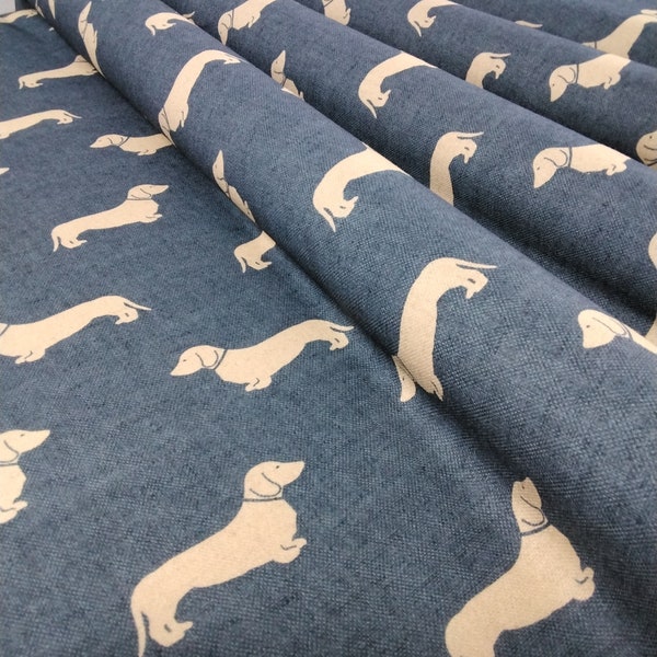 Dachshund Dog Cotton Fabric By the Metre For Curtains Blinds Cushions soft Furnishings