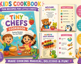 Ricettario per bambini "Tiny Chefs" / Ricette illustrate in stile libro illustrato (Download digitale)