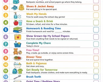 Kids After School Routine Chart Printable | Daily School Checklist | Homework & Bedtime Routine | Kids Responsibility Chart PDF