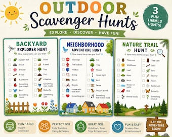 Outdoor Scavenger Hunt Printable Pack | Kids Summer Activity Bundle (PDF Download)