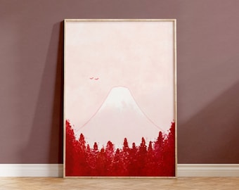 Mount Fuji poster schattig minimalistische Japanse kunst ukiyo-e Japan papier print Mount Fuji Giclée Japanse moderne kunst design Mount Fuji muurkunst