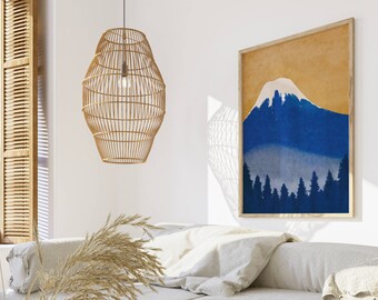 Minimalistische Mount Fuji poster Japanse kunst Ukiyo-e Mount Fuji Giclée print liefde Japan natuur Mount Fuji kunst Japandi decor kunst aan de muur Fuji