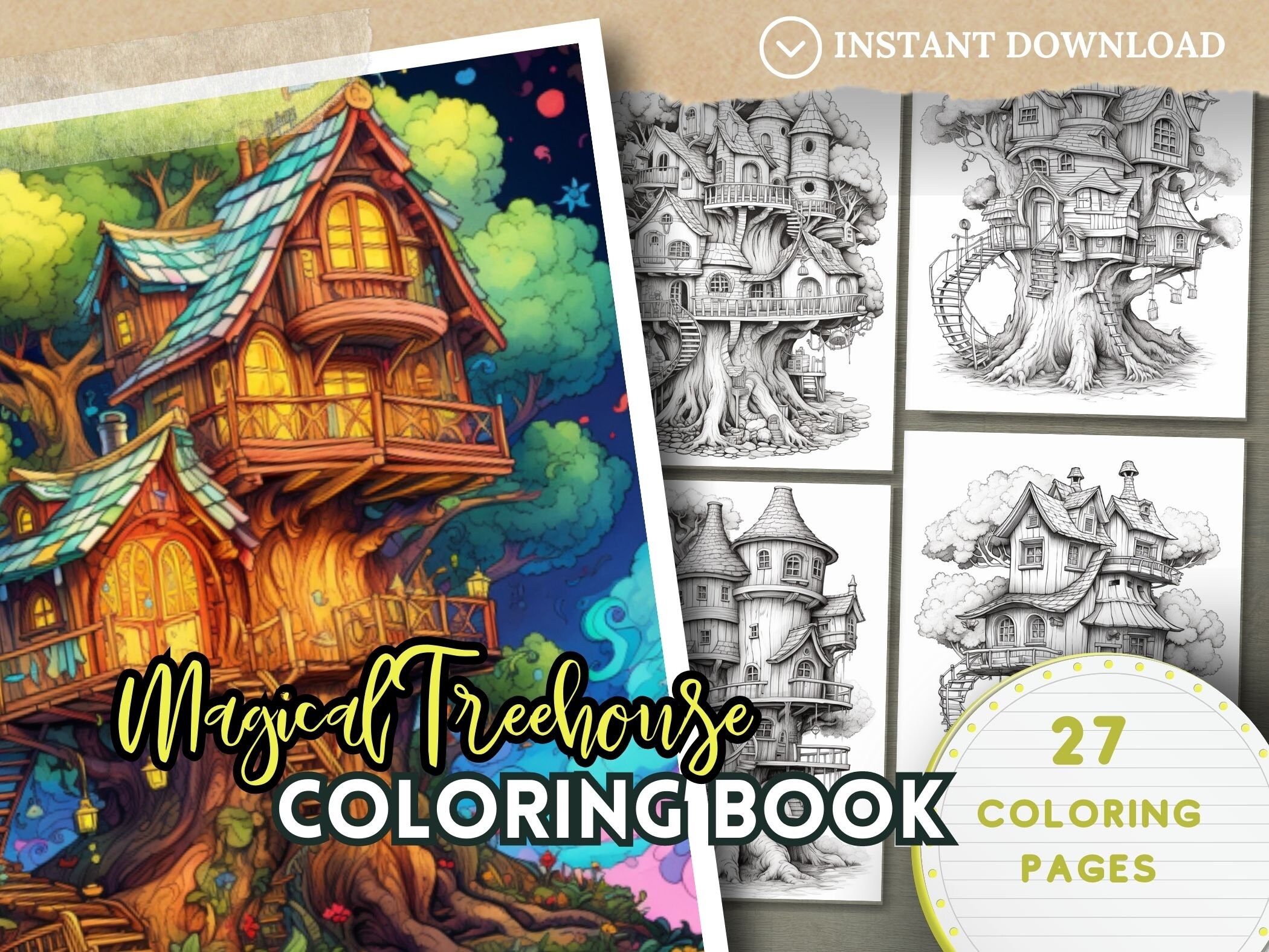 Magical Tree House Coloring Book Instant Download, Printable PDF Enjoy