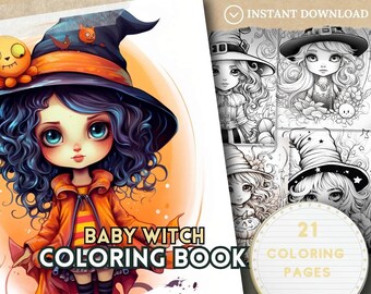 Little Enchanters: Baby Witch Coloring Book - Adorable Pages for All Ages, Instant Download, Magical Beginnings, Printable PDF File