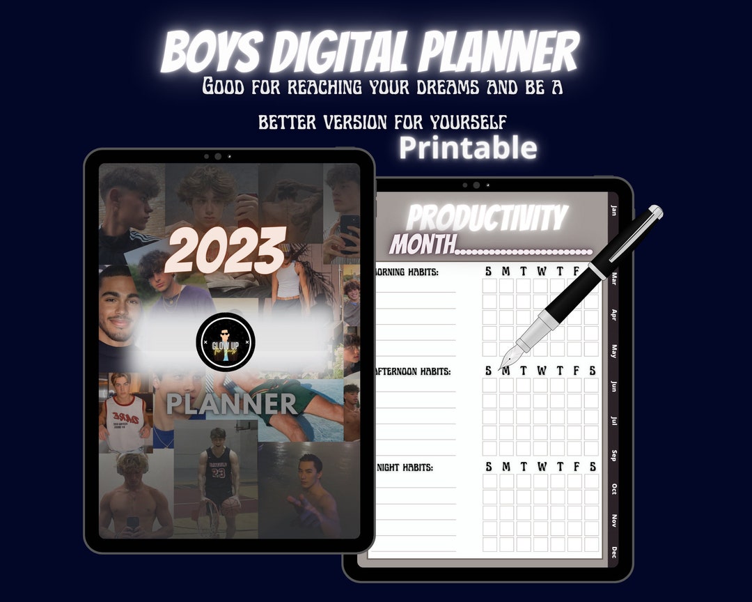 Masculine Productivity Printable Digital Planner for Etsy