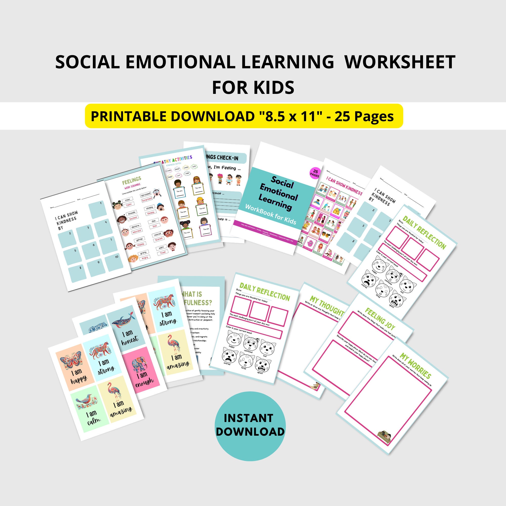 Anxiety Worksheets 25 Pg Printable Bundle for Kids child - Etsy