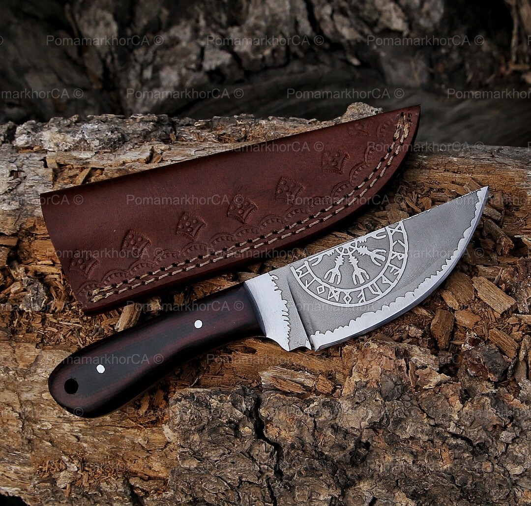 Hand Bushcraft Knife With Sheath Rosewood Fixed Blade Etsy