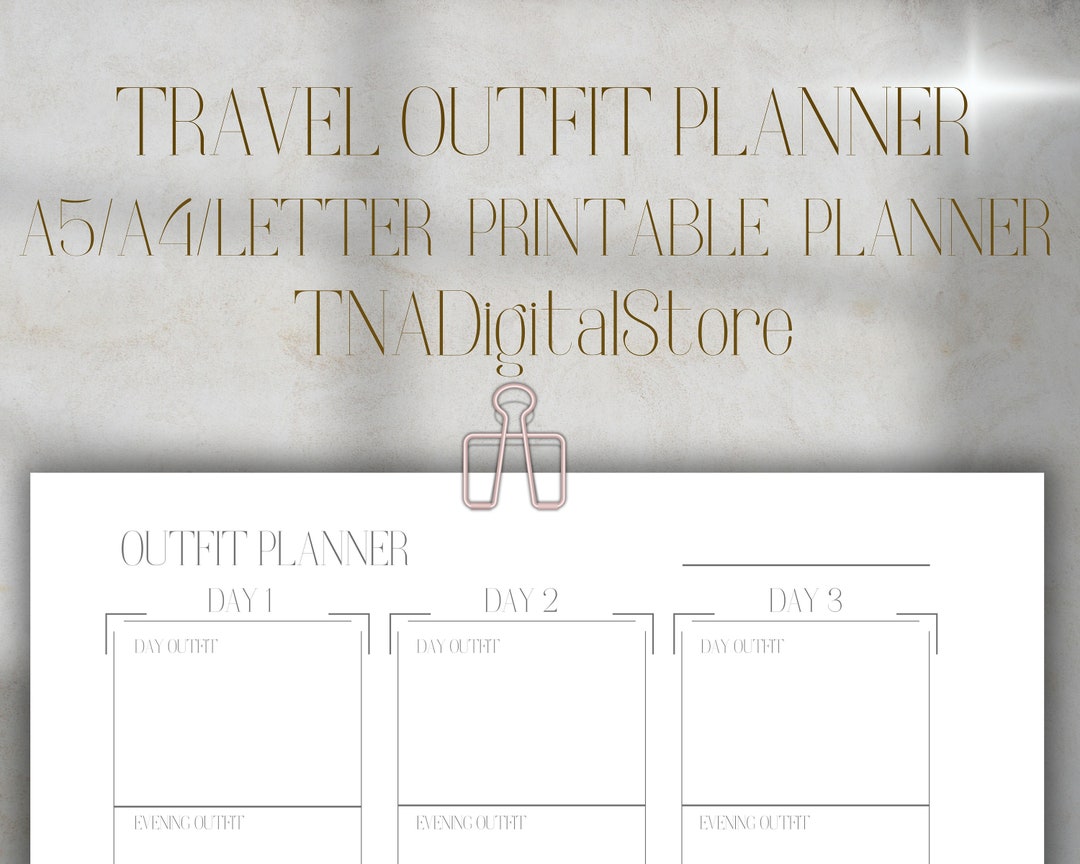 Travel Outfit Planner Printable Template Daily Outfit Etsy