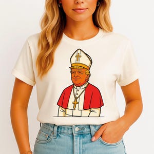 Divertente immagine PNG digitale di Trump nei panni del Papa - Design di satira politica per sublimazione di magliette, grafica meme per stampa e progetti fai da te