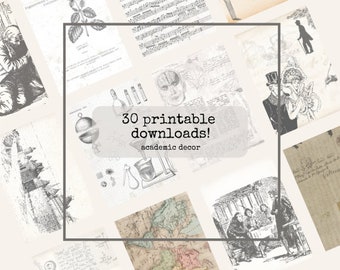 Vintage akademische druckbare Kunst, Wandkunst, Dekor, Journaling, Scrapbooking-Papier