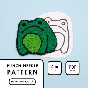 Frog Coaster Punch Needle Template, Mug Rug Template, Punch Needle Embroidery Pattern, Punch Needle Patterns, Punch Needle Coaster