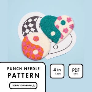 Yin Yang Punch Needle Mug Rug Pattern, Mug Rug Template, Coaster Pattern, Punch Needle Embroidery Pattern, Adult Kid DIY Crafts Coaster