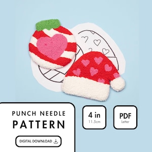Christmas Coaster Pattern Mug Rug Punch Needle PDF Pattern Punch Needle Template Punch Needle Design Instant Download Pattern Christmas Pack