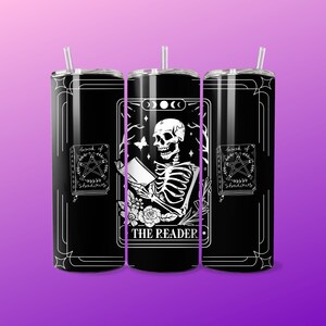 Witch Tarot 20oz Sublimation Tumbler Designs, The Reader Tarot Card 9.3 x 8.2, Skinny Tumbler Wrap PNG, Sublimation Designs PNG Seamless
