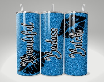 Badass Bitch 20oz Tumbler Design, Sömlös PNG Sublimering