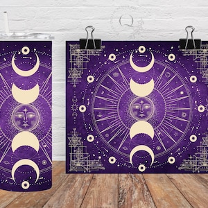 Celestial Moon Phase Tumbler Wrap: 20oz Skinny Tumbler PNG (Digital Download)