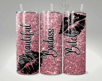Badass Bitch 20oz Sublimation Tumbler Designs, 9.3 x 8.2, Skinny Tumbler Wrap PNG, Sublimation Designs PNG Seamless Tumbler Wrap