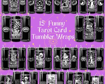 Funny Tarot Card Tumbler Wrap Bundle: 20oz Skinny Tumbler PNG (Digital Download)