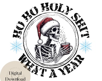 Funny Santa Skeleton Christmas PNG: Humorous Xmas Design (Digital Download)