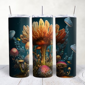 Flower Mushroom 20oz Sublimation Tumbler Designs 20oz Skinny Tumbler Wrap PNG Sublimation Designs PNG