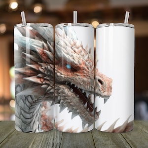3D Dragon Tumbler Wrap: Sublimation Design PNG (20oz Skinny Tumbler)