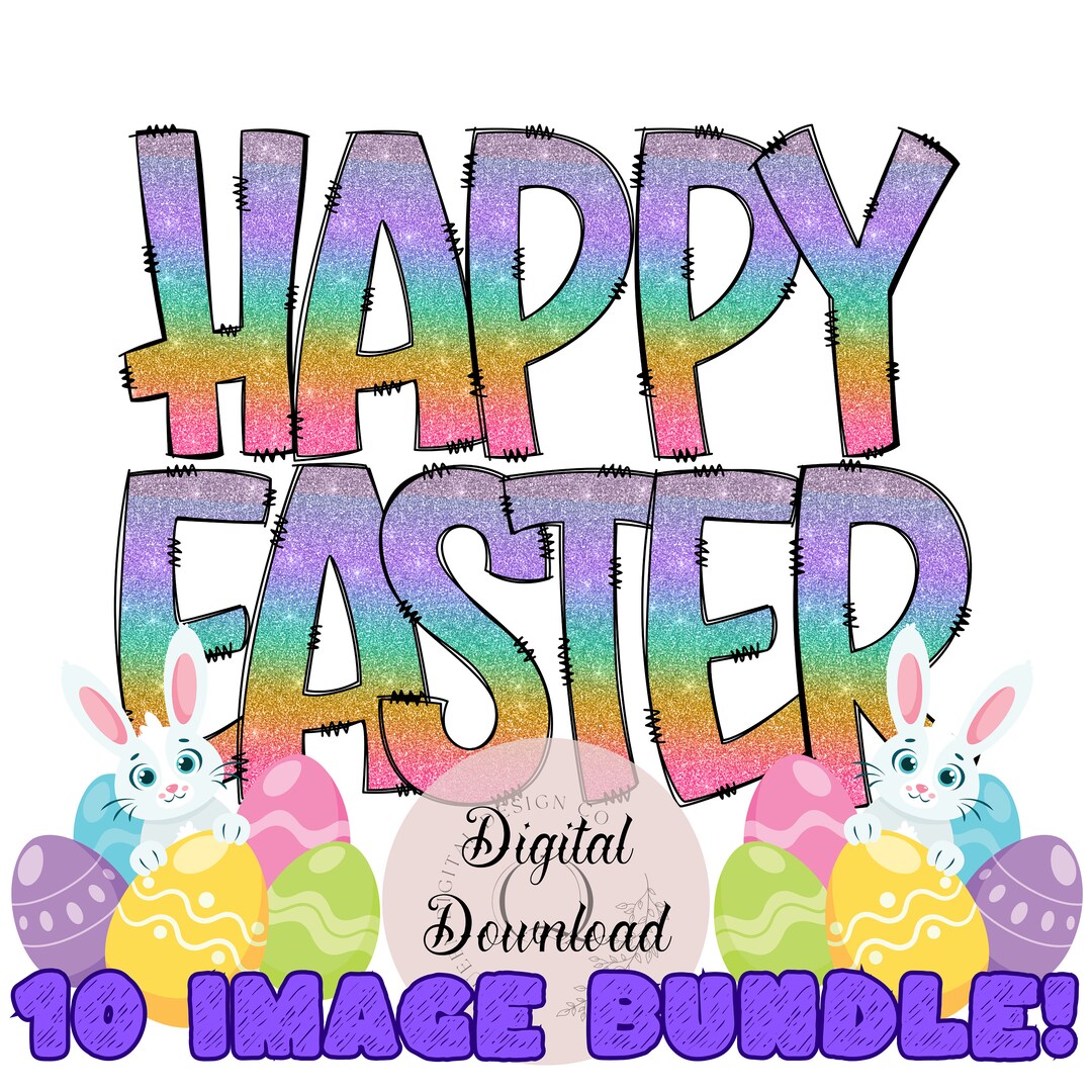 Happy Easter PNG Bundle: Bunny & Egg Sublimation Designs (digital ...