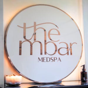 Rose Gold Mirror Acrylic Logo Sign, 3D Business Decor