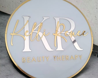 Custom 3D Acrylic Mirror Logo Sign, Salon Office Signage