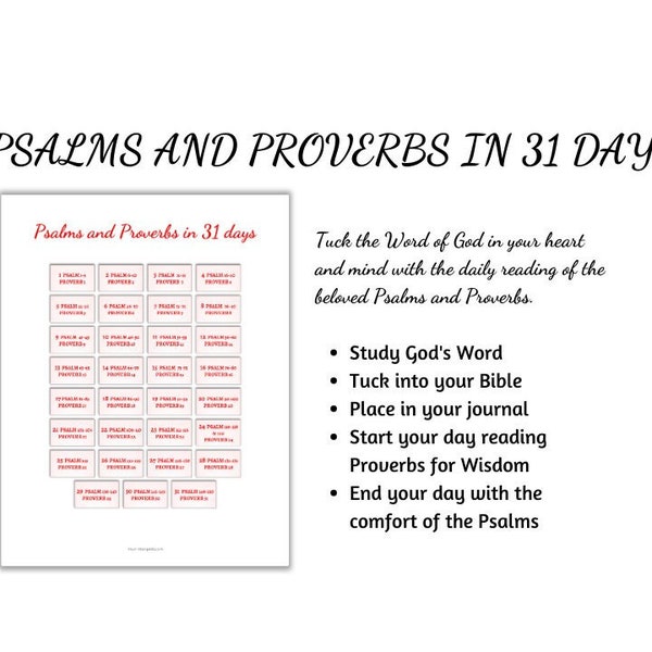 Psalms and Proverbs Reading Plan Etsy