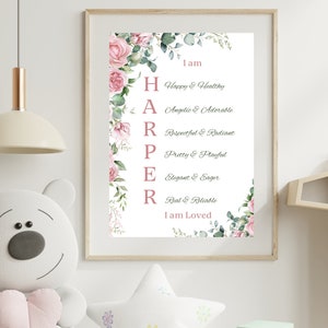 Acrostic Baby Girl Personalized Name, Nursery Wall Art, Positive Words Affirmation, Name meaning Poem, Baby Shower Gift, PRINT 8" x 10"