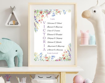 Acrostic Baby Girl Personalized Name, Nursery Wall Art, Positive Words Affirmation, Name meaning Poem, Baby Shower Gift, PRINT 8&quot; x 10&quot;