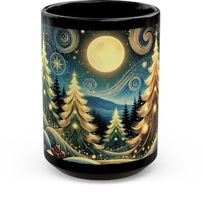 Christmas Tree Mug, Vintage Style Holiday Mug, Christmas Gift Mug, Christmas Coffee Mug, Christmas Lover Gift Idea, Kitchen Decor Mug 15oz