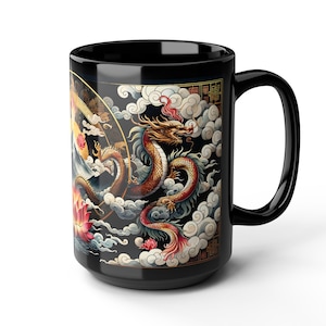 Fantasy Dragon Mug, Dragon Coffee Mug, Fantasy Reader Mug for Fantasy Reader Year of the Dragon 2024 Vintage Style Mug Unique Dragon Mug15oz