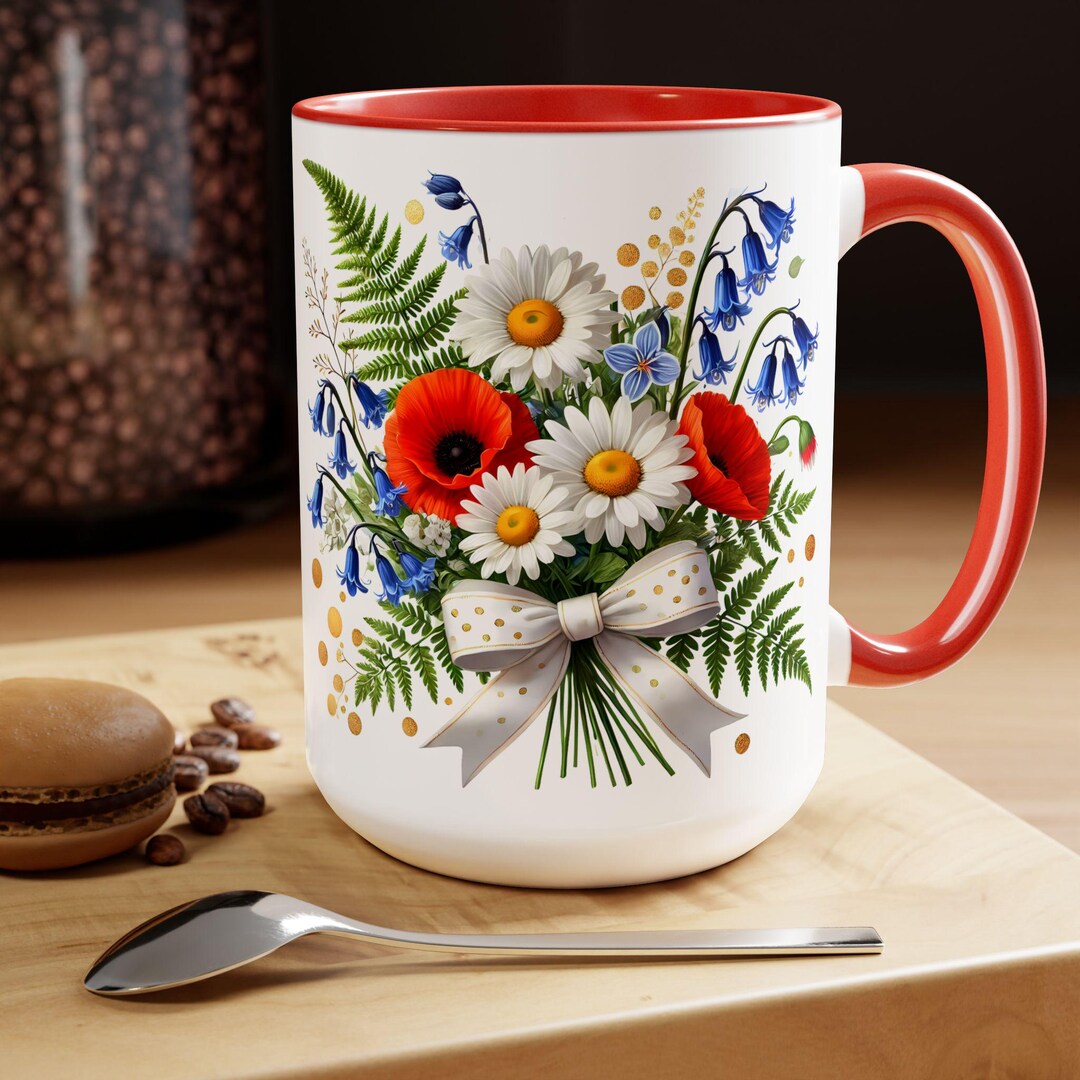 Wildflowers Mug, Boho Wildflowers Cottagecore Coffee Mug, Flower Garden ...