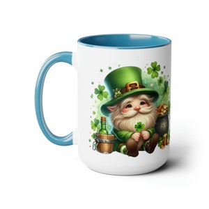 St. Patrick's Day Mug, Leprechaun Gnome Mug, Funny Irish Coffee Cup, Garden Gnome, Shamrock Clover, Saint Patrick's Day Holiday Gift 15oz image 10