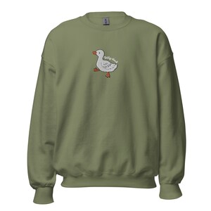 Embroidered Silly Duck Sweatshirt, Embroidered Duck Crewneck Sweatshirt, Goose Shirt, Funny Embroidered Sweater, Unisex Sweatshirt