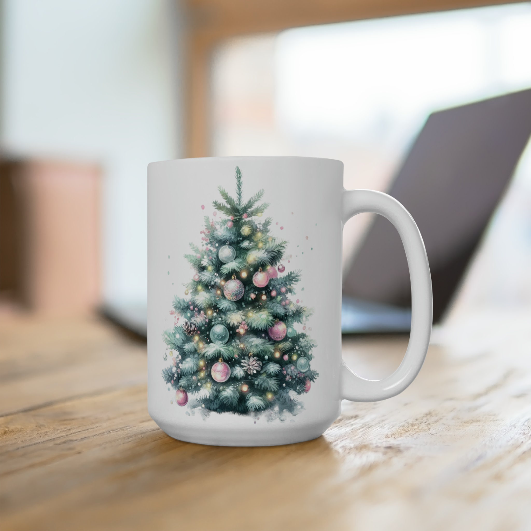 Christmas Tree Mug, Winter Tree Mug, Holiday Coffee Mug, Aesthetic Tree