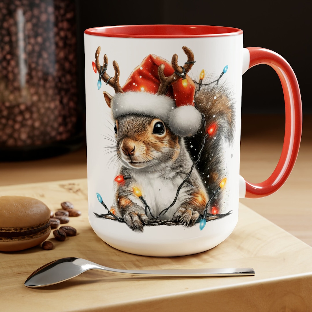 Christmas Squirrel Mug Funny Squirrel Christmas Lights Mug Etsy