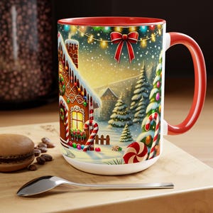 Gingerbread House Mug, Gingerbread Coffee Cup, Christmas Kitchen Decor Mug, Christmas Coffee Mug, Gingerbread Cookie Mug, Hot Coco Mug 15oz