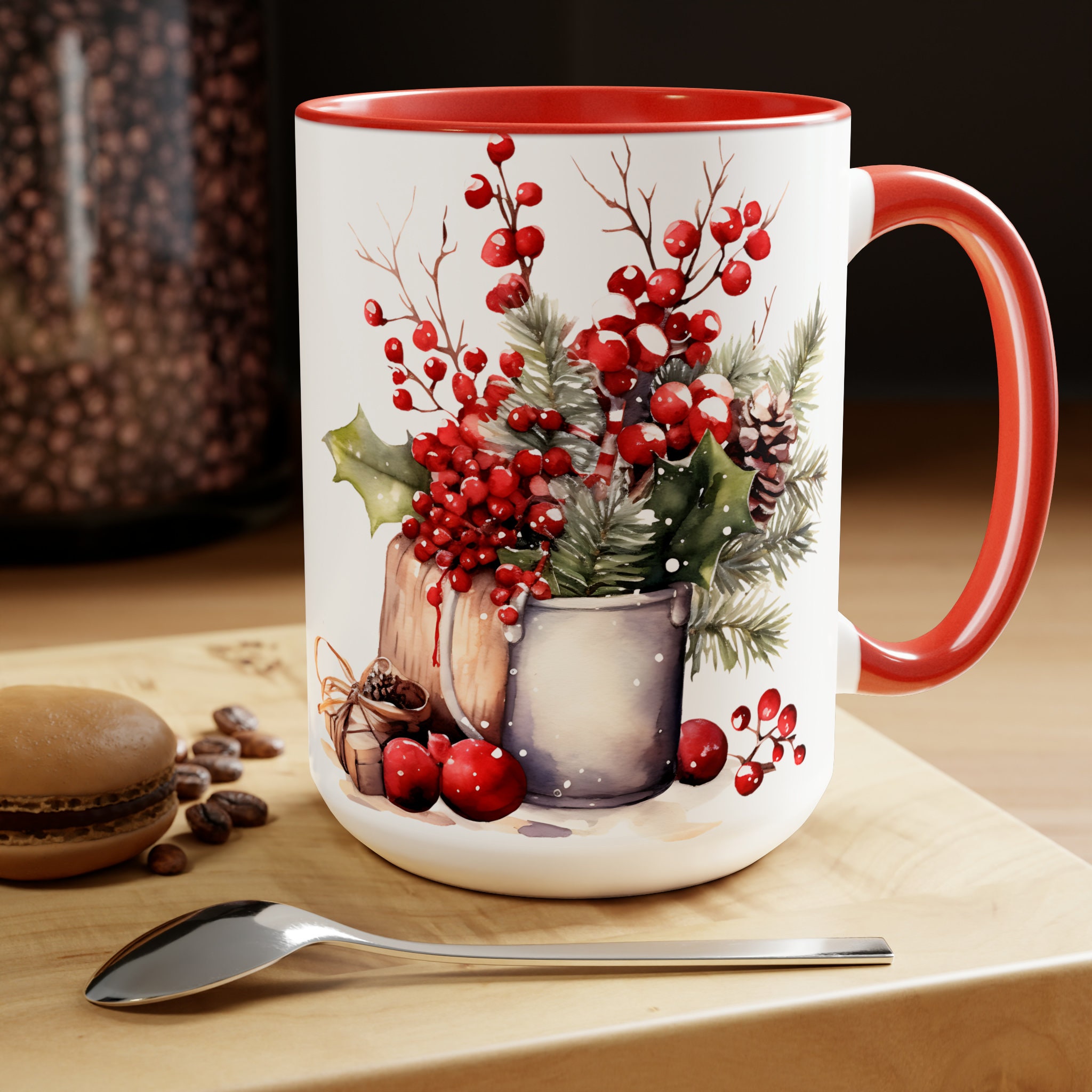 Pfaltzgraff Winterberry Sentiments Tree Mugs (Set of 2) Multi