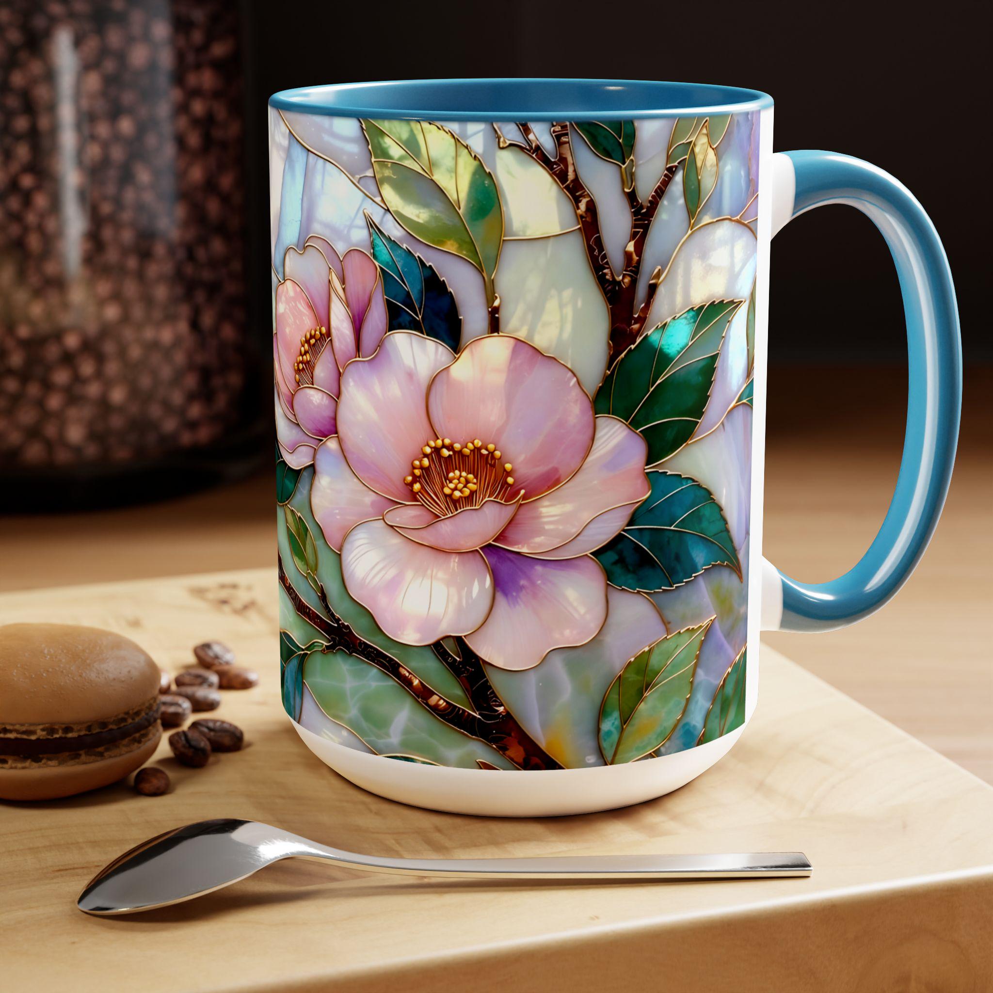 Stained Glass Style Wildflower Mug, Cottagecore Floral Ceramic Coffee ...
