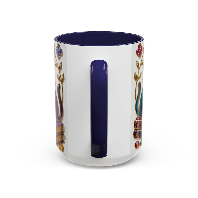 Stained Glass Style Cats Mug, Bookish Cat Art Mug, Jewel Tone Fantasy Cats Cup, Book Lover Mug 15oz image 15