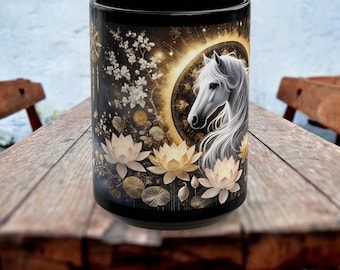 Year of the Horse 2026 Mug, Lunar New Year Gift Cup, Chinese Zodiac Mug, Horse Coffee Mug, Vintage-Style Ceramic Mug 15oz