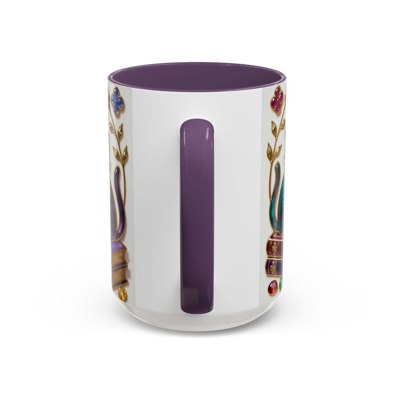 Stained Glass Style Cats Mug, Bookish Cat Art Mug, Jewel Tone Fantasy Cats Cup, Book Lover Mug 15oz image 9
