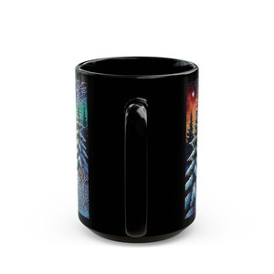 Mug loup nuit étoilée - tasse en céramique des bois d'hiver 15 oz, tasse à café loup style vitrail, tasse ciel étoilé, cadeau animal de la forêt image 6